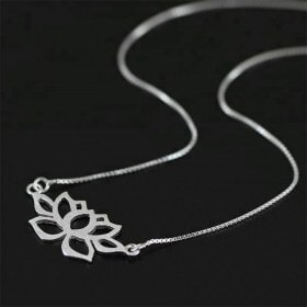 2018-Fashion-Hollow-Out-Lotus-silver-necklace (3)